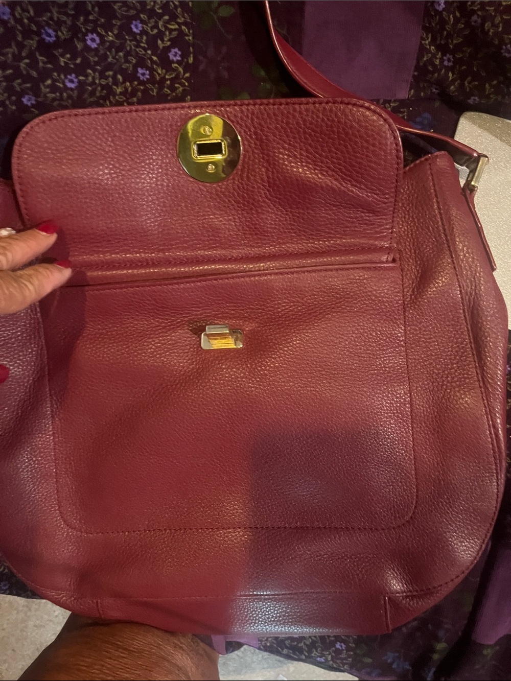 Tory Burch Deep Burgundy Leather Hobo with Gold Logo - Picture 7 of 7